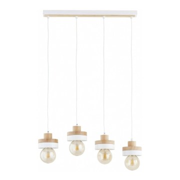 Luster na sajli LARSO 4xE27/15W/230V bijela/bež