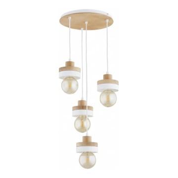 Luster na sajli LARSO 4xE27/15W/230V bijela/bež