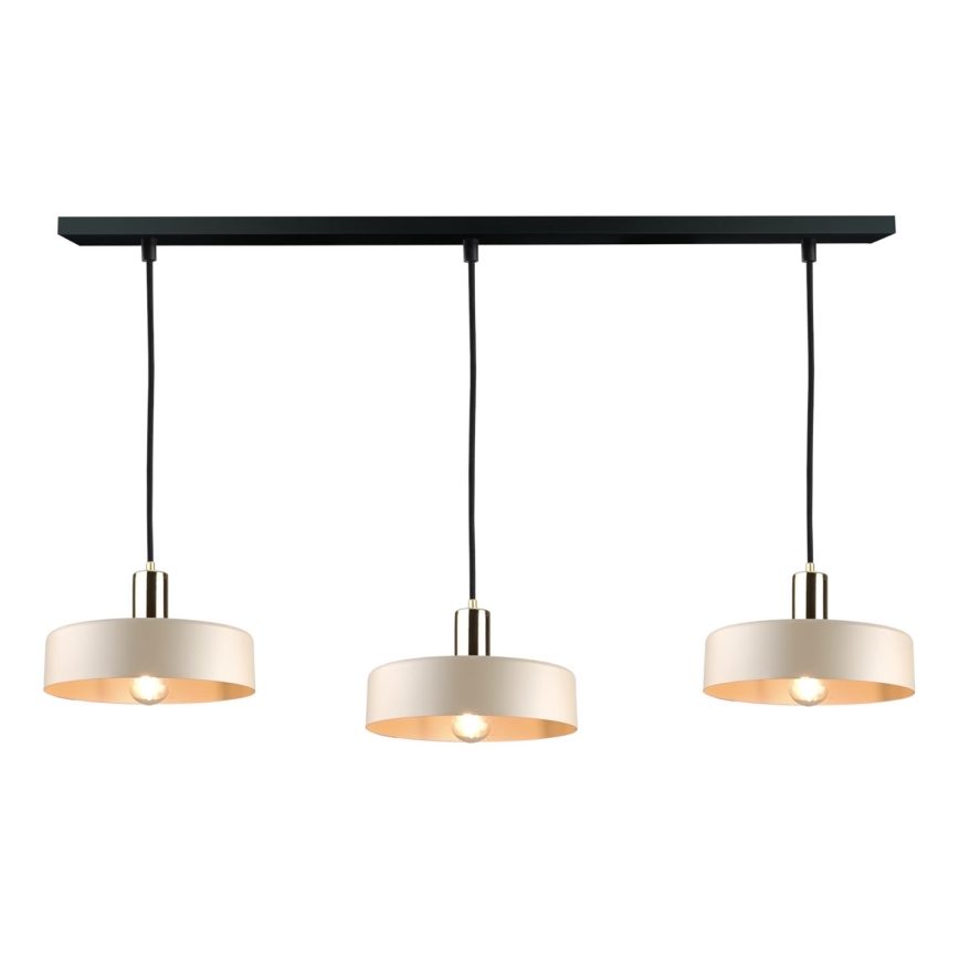 Luster na sajli LATTE 3xE27/60W/230V bež/crna/sjajni krom