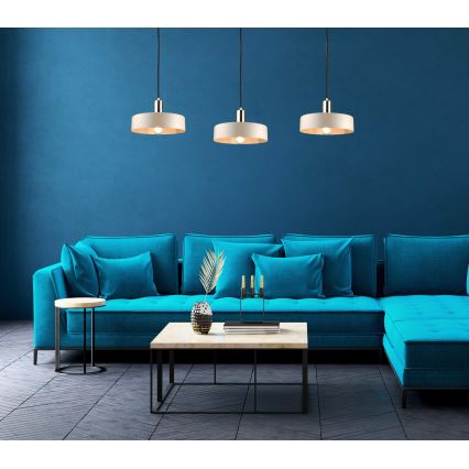 Luster na sajli LATTE 3xE27/60W/230V bež/crna/zlatna