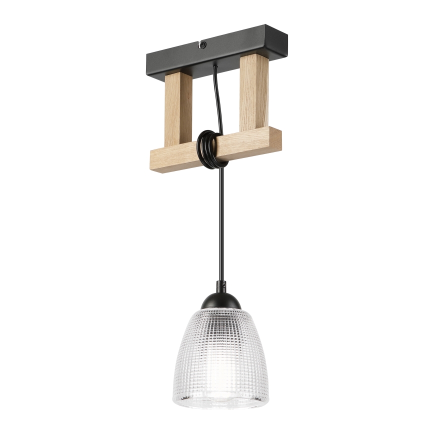 Luster na sajli LEANDRA 1xE27/15W/230V hrast/crna