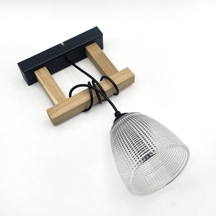 Luster na sajli LEANDRA 1xE27/15W/230V hrast/crna