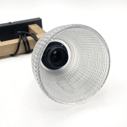 Luster na sajli LEANDRA 1xE27/15W/230V hrast/crna