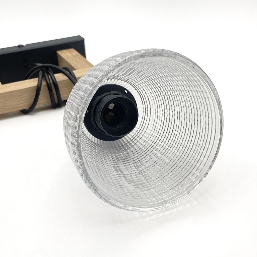 Luster na sajli LEANDRA 1xE27/15W/230V hrast/crna