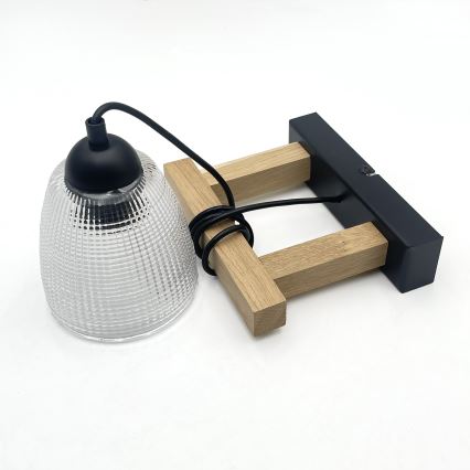 Luster na sajli LEANDRA 1xE27/15W/230V hrast/crna