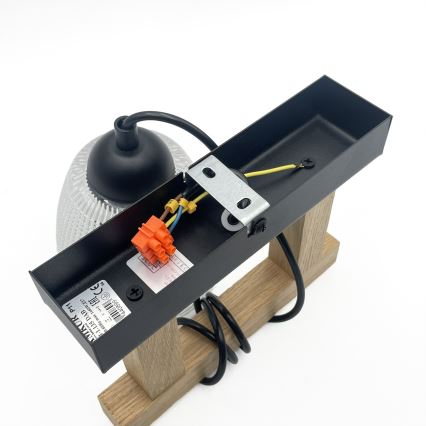 Luster na sajli LEANDRA 1xE27/15W/230V hrast/crna