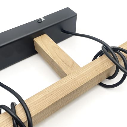 Luster na sajli LEANDRA 3xE27/15W/230V hrast/crna