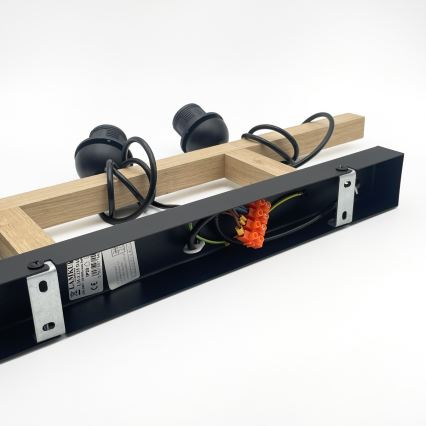 Luster na sajli LEANDRA 3xE27/15W/230V hrast/crna