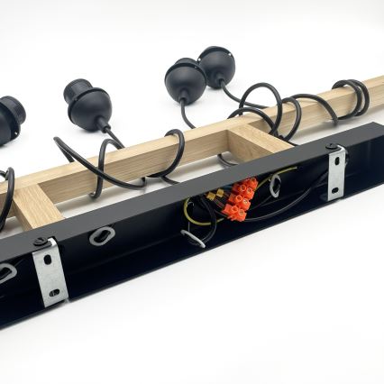 Luster na sajli LEANDRA 5xE27/15W/230V hrast/crna