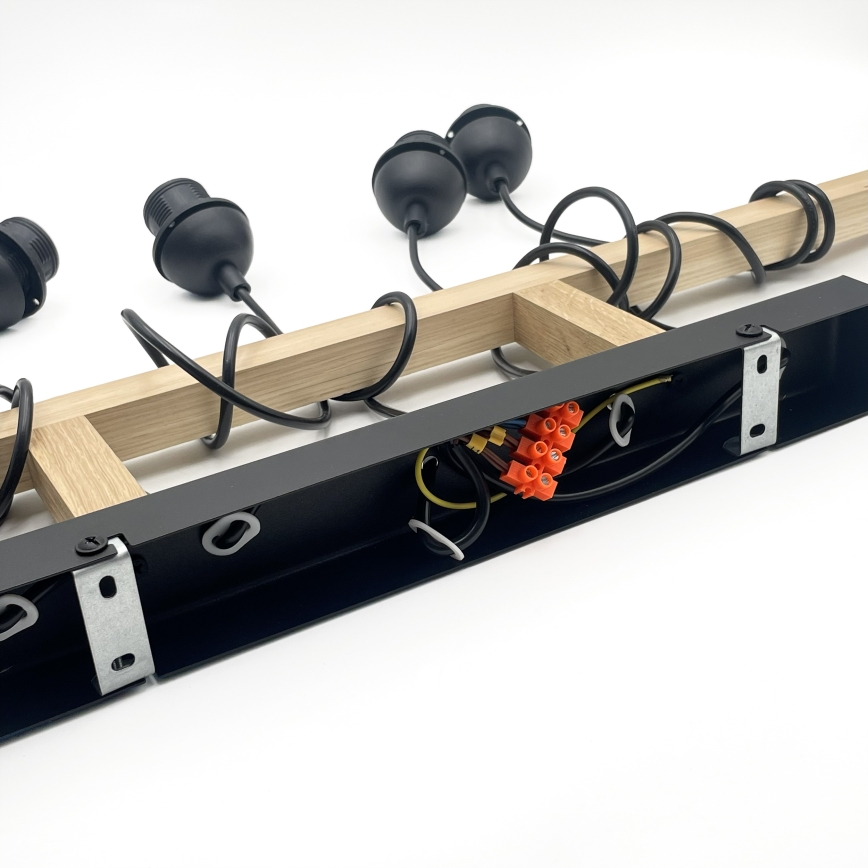 Luster na sajli LEANDRA 5xE27/15W/230V hrast/crna