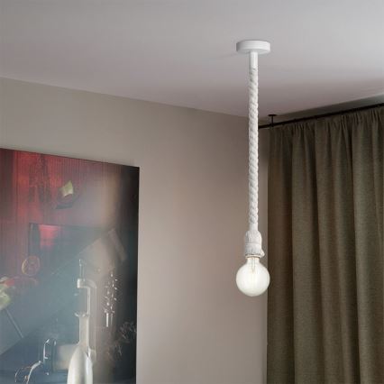 Luster na sajli LEONARDO ROPE 1xE27/10W/230V bijela