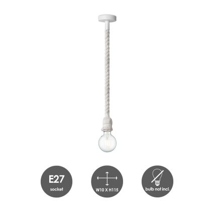 Luster na sajli LEONARDO ROPE 1xE27/10W/230V bijela