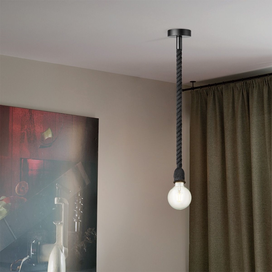 Luster na sajli LEONARDO ROPE 1xE27/10W/230V crna