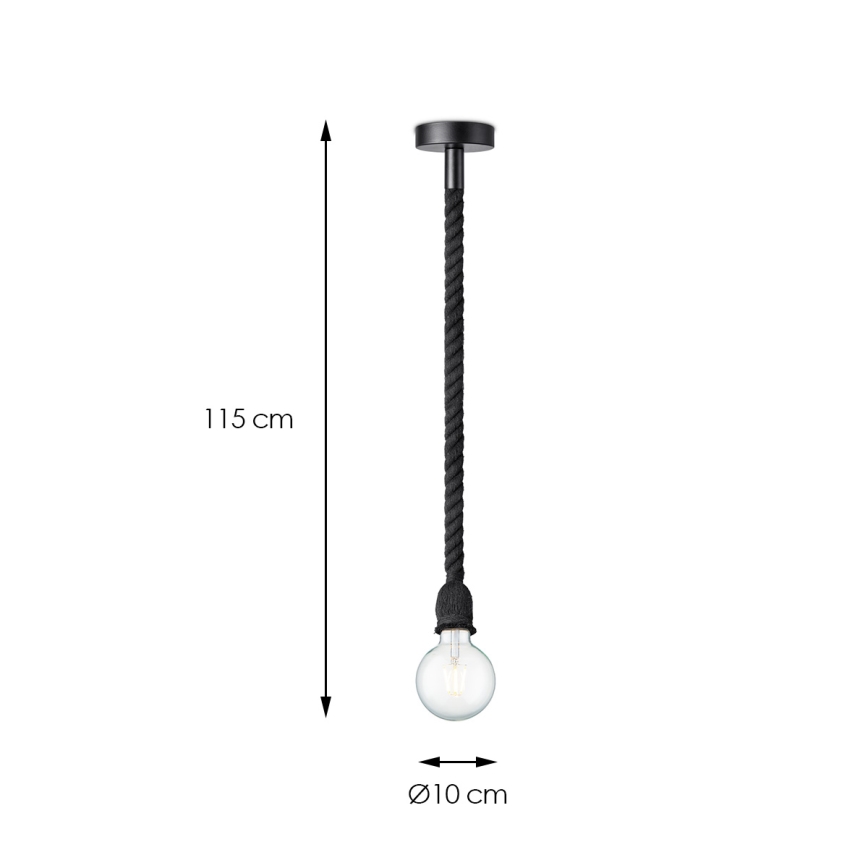 Luster na sajli LEONARDO ROPE 1xE27/10W/230V crna