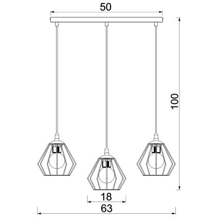 Luster na sajli LETI 3xE27/15W/230W crna
