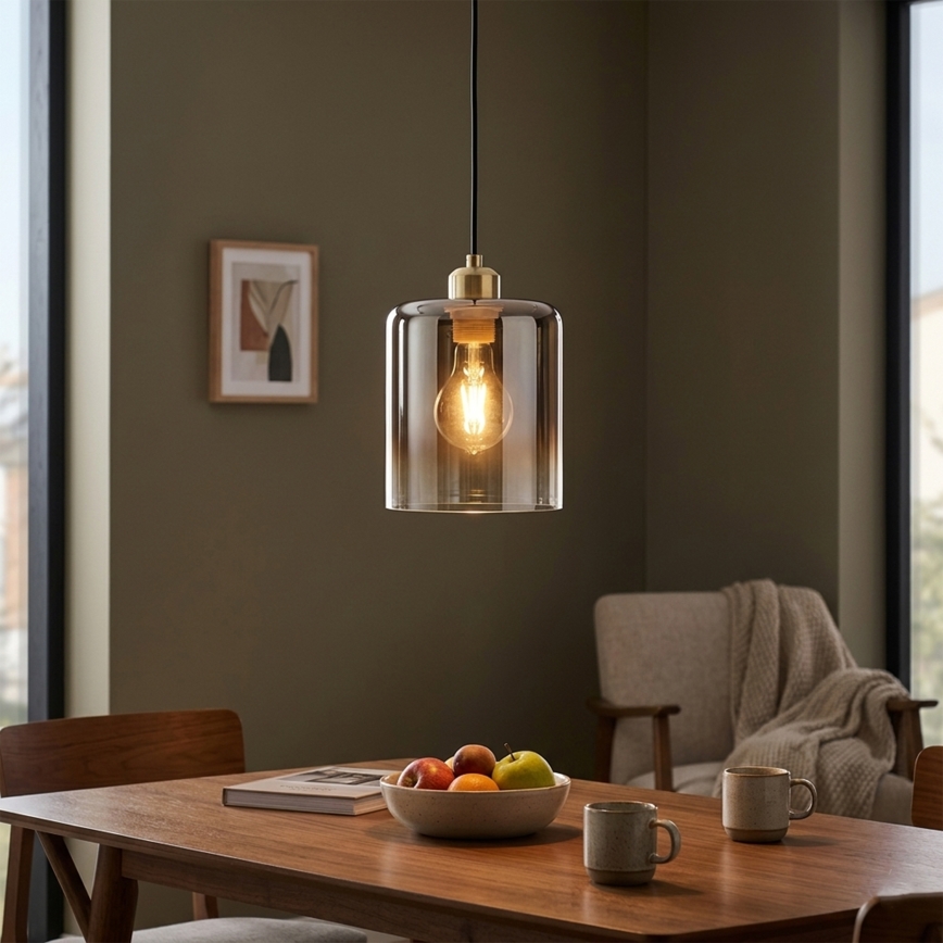 Luster na sajli LIAH 1xE27/15W/230V zlatna/zadimljena smeđa