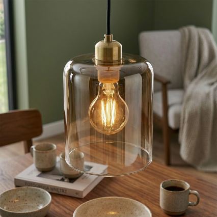Luster na sajli LIAH 1xE27/15W/230V zlatna/zadimljena smeđa