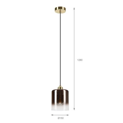 Luster na sajli LIAH 1xE27/15W/230V zlatna/zadimljena smeđa
