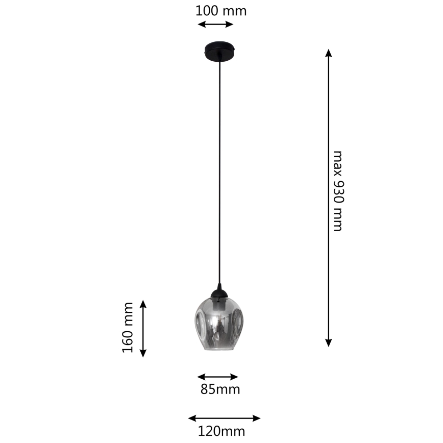 Luster na sajli LILI 1xE27/15W/230V crna/siva