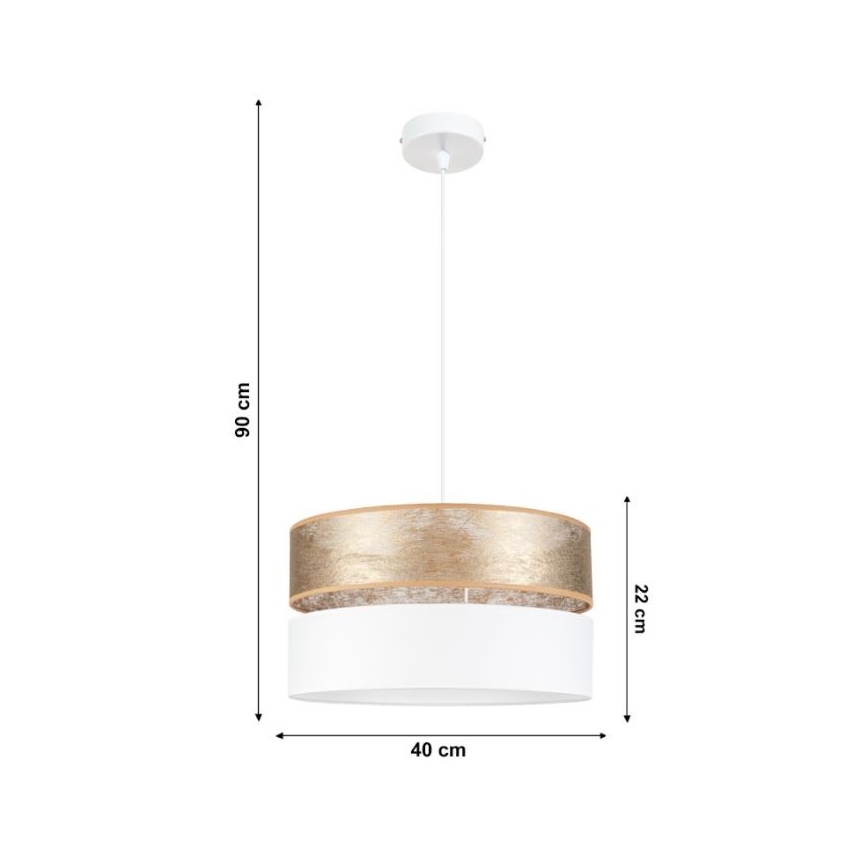 Luster na sajli LIMA 1xE27/60W/230V bijela/zlatna