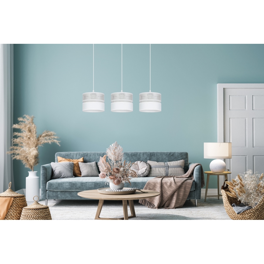 Luster na sajli LIMA 3xE27/60W/230V srebrna/bijela