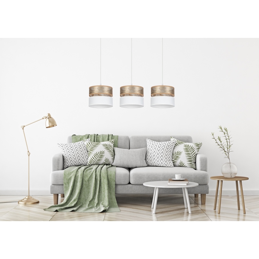 Luster na sajli LIMA 3xE27/60W/230V zlatna/bijela