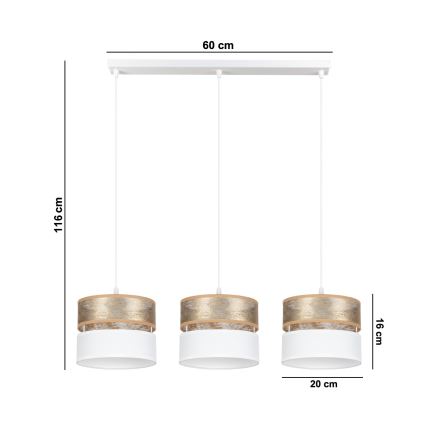 Luster na sajli LIMA 3xE27/60W/230V zlatna/bijela