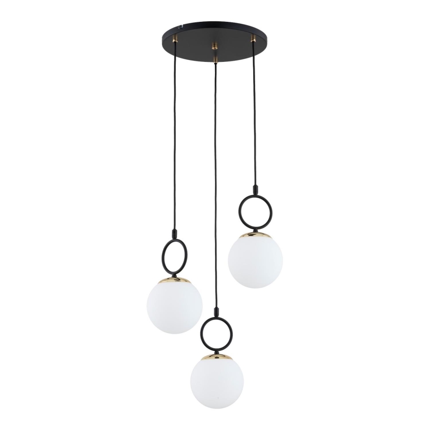Luster na sajli LISTER 3xE14/10W/230V crna/bijela