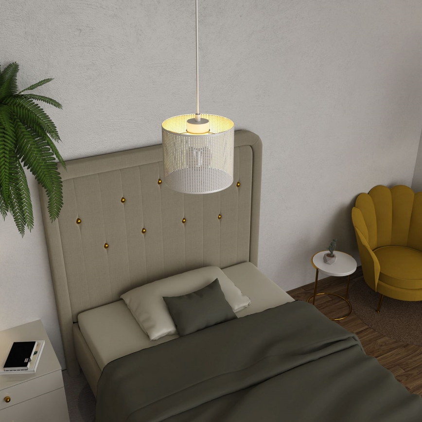 Luster na sajli LOFT SHADE 1xE27/60W/230V pr. 18 cm bijela/zlatna