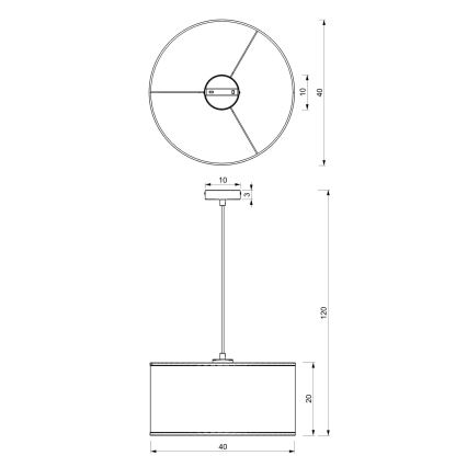 Luster na sajli LOFT SHADE 1xE27/60W/230V pr. 40 cm crna