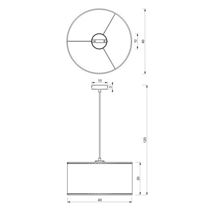 Luster na sajli LOFT SHADE 1xE27/60W/230V pr. 40 cm crna/zlatna