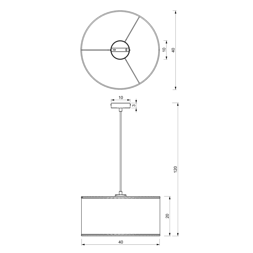 Luster na sajli LOFT SHADE 1xE27/60W/230V pr. 40 cm crna/zlatna