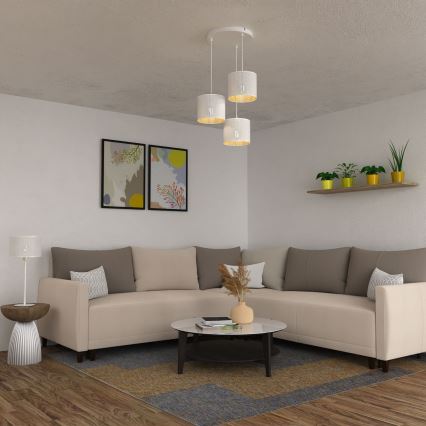 Luster na sajli LOFT SHADE 3xE27/60W/230V bijela/zlatna