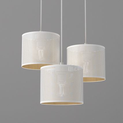 Luster na sajli LOFT SHADE 3xE27/60W/230V bijela/zlatna