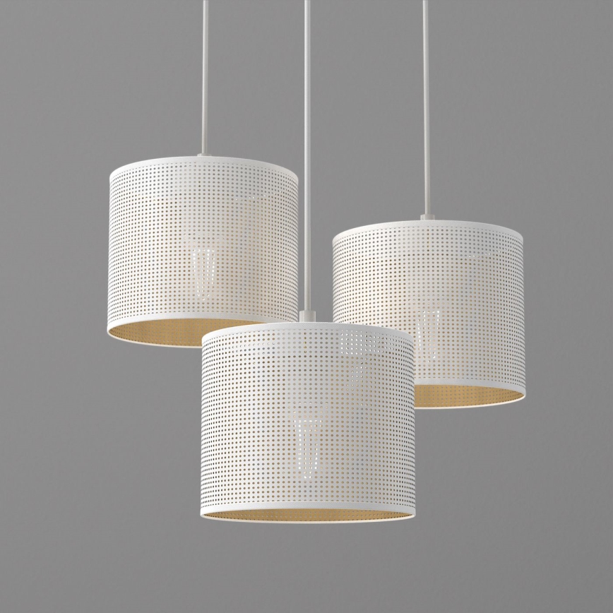 Luster na sajli LOFT SHADE 3xE27/60W/230V bijela/zlatna