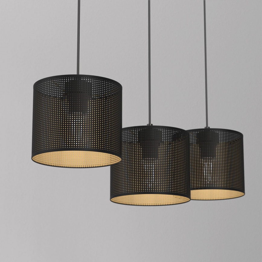 Luster na sajli LOFT SHADE 3xE27/60W/230V crna/zlatna