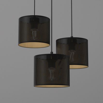 Luster na sajli LOFT SHADE 3xE27/60W/230V crna/zlatna