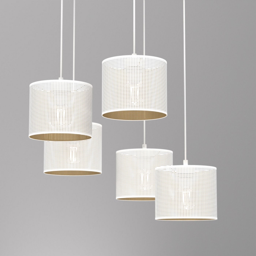 Luster na sajli LOFT SHADE 5xE27/60W/230V bijela/zlatna