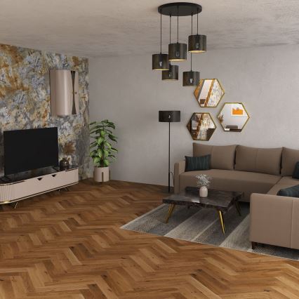 Luster na sajli LOFT SHADE 5xE27/60W/230V crna/zlatna