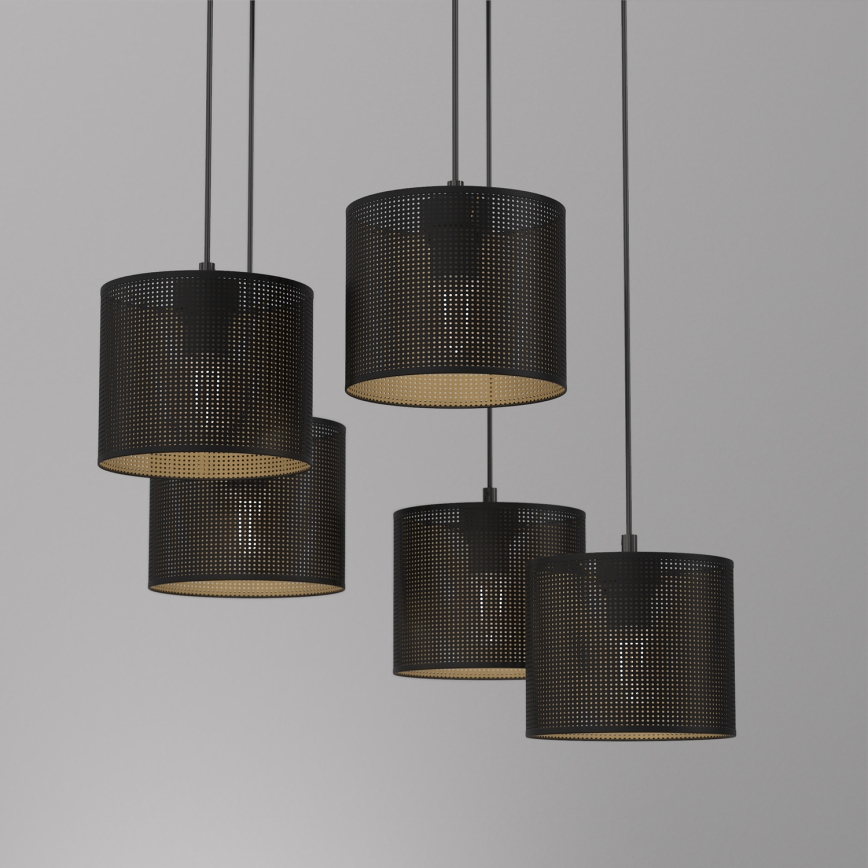 Luster na sajli LOFT SHADE 5xE27/60W/230V crna/zlatna