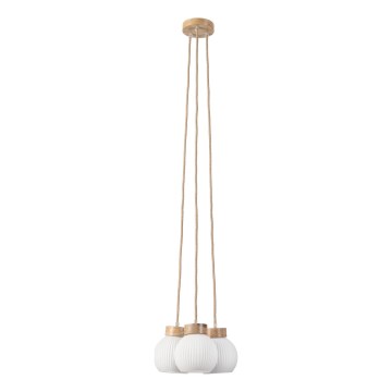 Luster na sajli LOOMIS 3xE27/15W/230V 130 cm bež/hrast