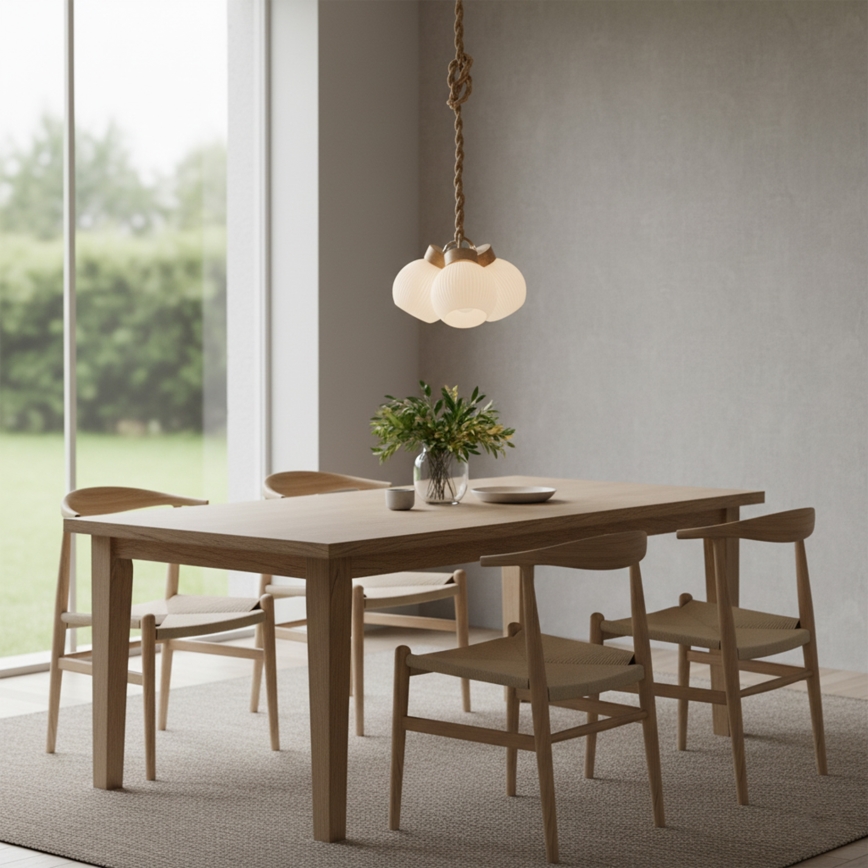 Luster na sajli LOOMIS 3xE27/15W/230V 130 cm bež/hrast