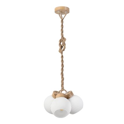 Luster na sajli LOOMIS 3xE27/15W/230V 130 cm bež/hrast