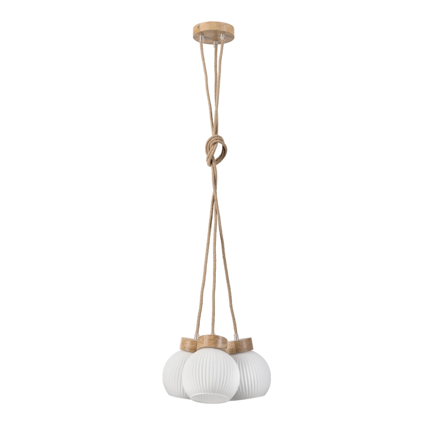 Luster na sajli LOOMIS 3xE27/15W/230V 130 cm bež/hrast