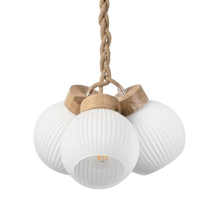Luster na sajli LOOMIS 3xE27/15W/230V 130 cm bež/hrast