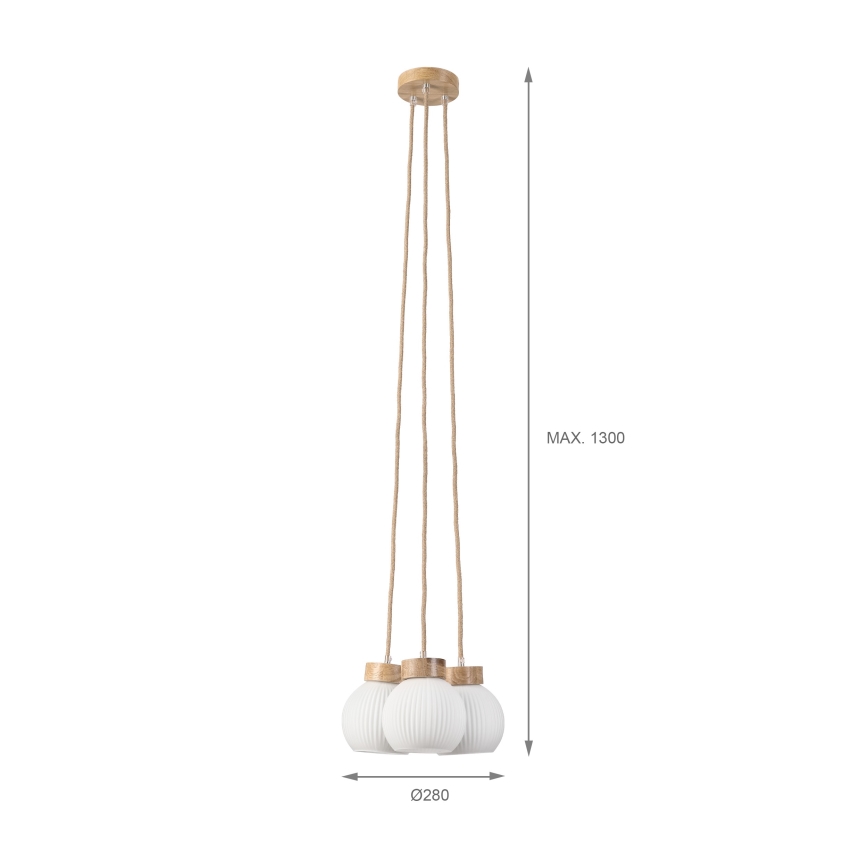 Luster na sajli LOOMIS 3xE27/15W/230V 130 cm bež/hrast