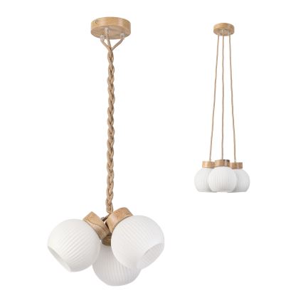 Luster na sajli LOOMIS 3xE27/15W/230V 83 cm bež/hrast