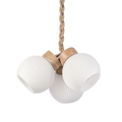 Luster na sajli LOOMIS 3xE27/15W/230V 83 cm bež/hrast