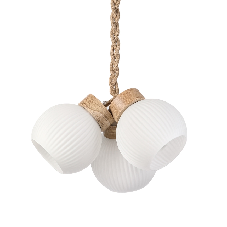 Luster na sajli LOOMIS 3xE27/15W/230V 83 cm bež/hrast