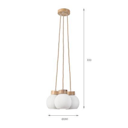 Luster na sajli LOOMIS 3xE27/15W/230V 83 cm bež/hrast